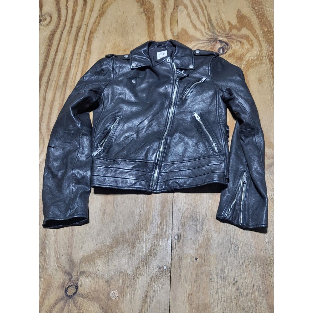 gap leather moto jacket Women Small Zip Collar @jrack